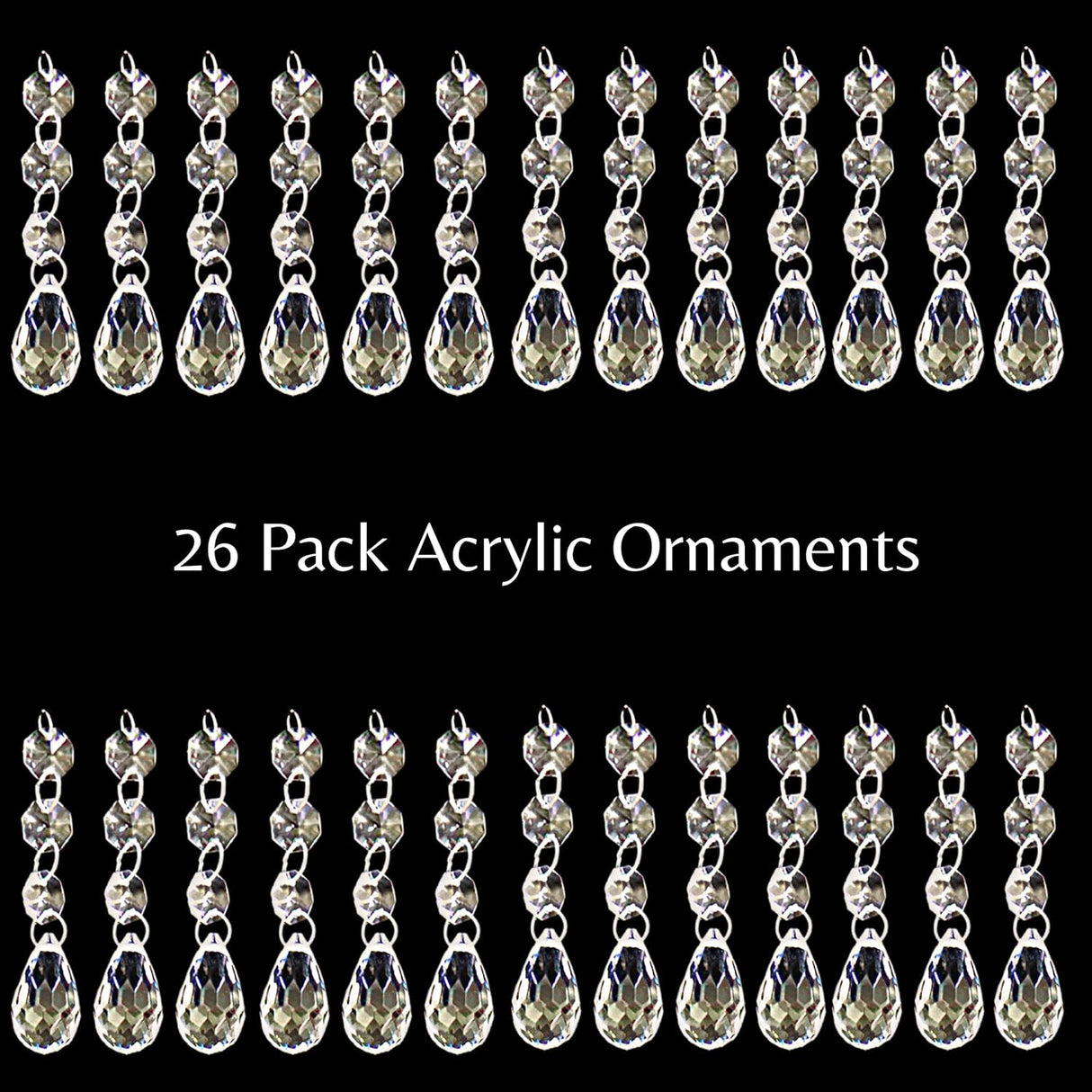 4E's Novelty 26 Pack Teardrop Acrylic Crystal Beads for Christmas Ornaments and Wedding Decor by 4E's Novelty"