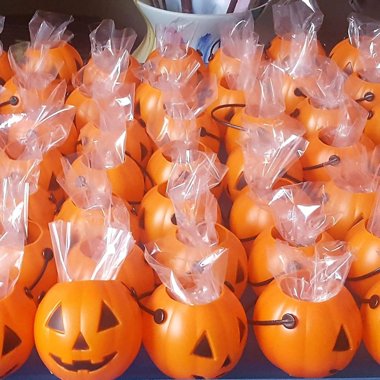 4E's Novelty 24 Pack Mini Pumpkin Buckets – 2.5" Halloween Treat Pails, Plastic Candy Buckets