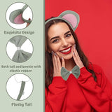4E's Novelty Mouse Costume Kit - 3 Pcs Set with Mouse Ears Headband, Mouse Tail Costume Accessory, and Bowtie Comfortable Halloween Rat Costume