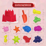 4E's Novelty 13 Beach Sand Toys for Kids – Sand Castle Bucket with Shovel & Large Molds, Includes Mesh Beach Bag for Toddlers, Perfect for Kids 3-10