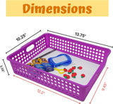 4E's Novelty Colorful Plastic Classroom Storage Bins - 13.75" x 10.25" for Organizing Papers, Pencils, Arts & Crafts, Rainbow Containers