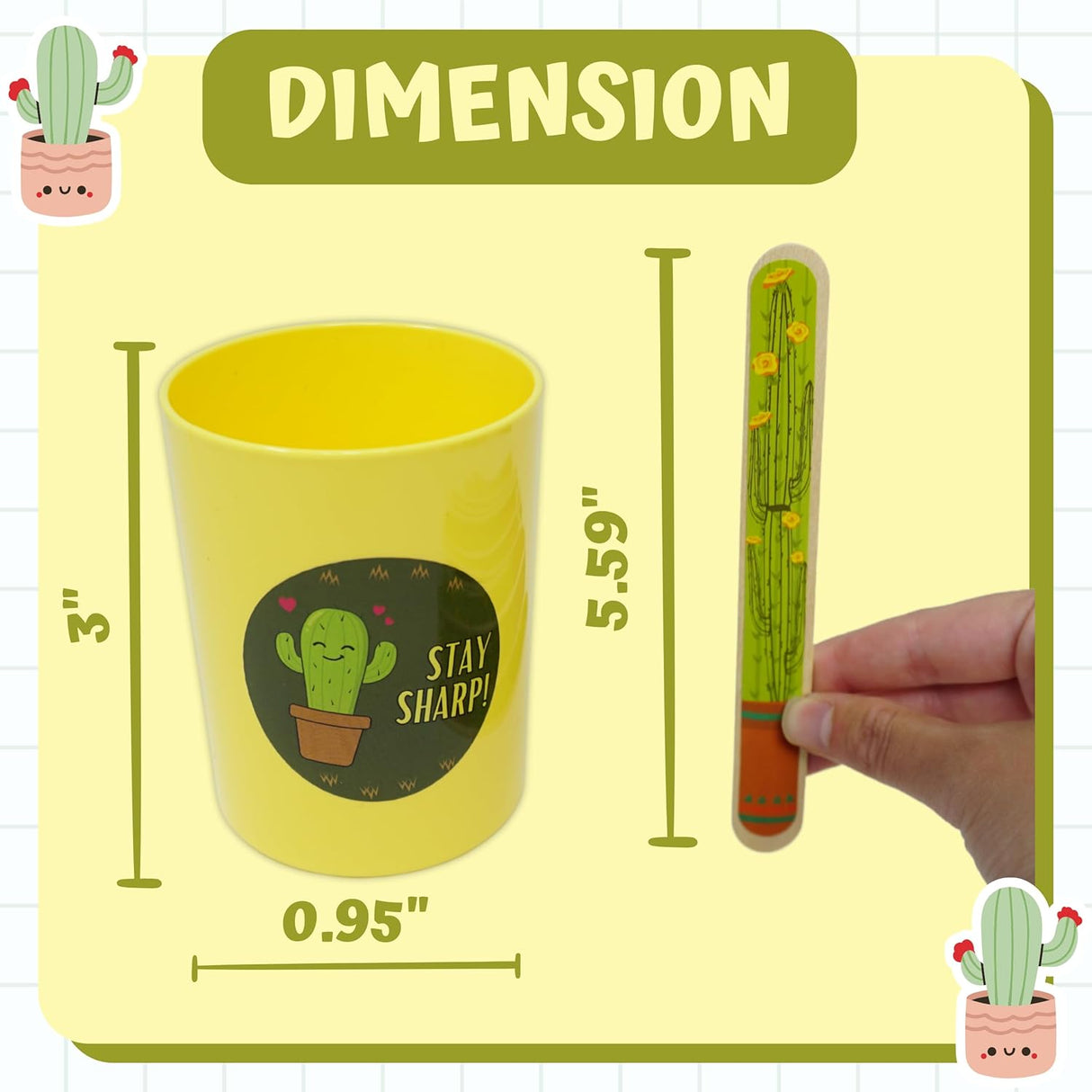 4E's Novelty 36 pcs Cactus Flip Sticks with Storage Cup, Flip Name Sticks Student Grouping Stick, Classroom Teacher Supplies