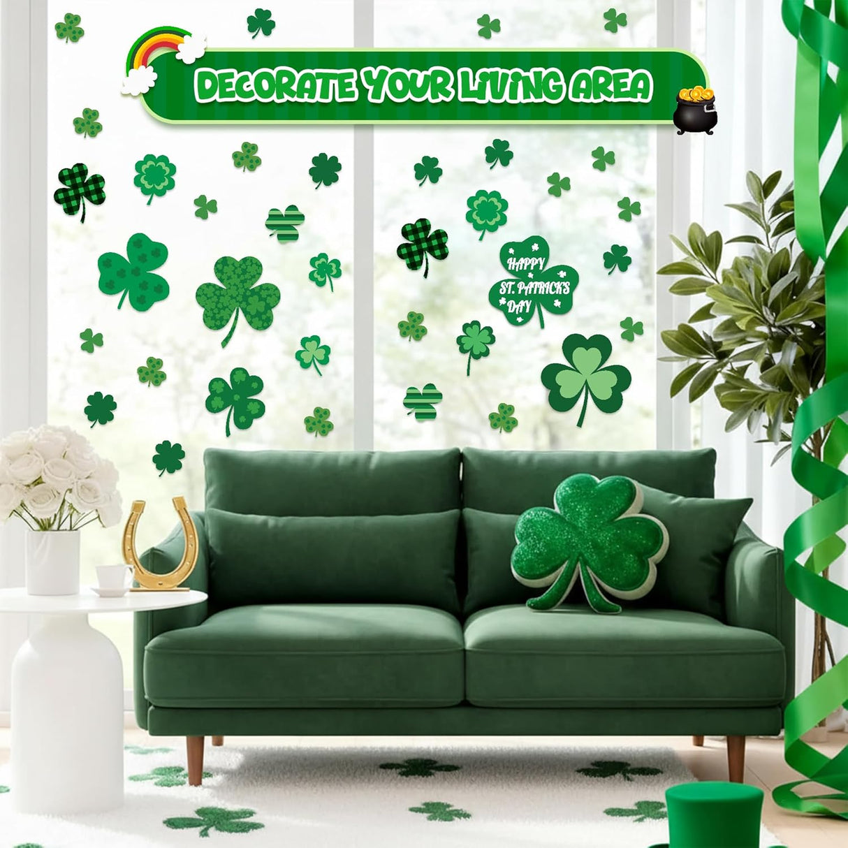 4E's Novelty 115 Pcs St Patricks Day Window Clings (9 Sheets)