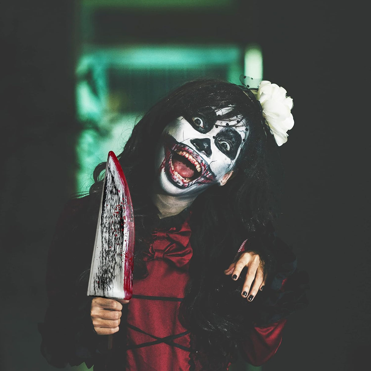 4E's Novelty Fake Knife with Blood – 16.5" Realistic Halloween Bloody Knife Prop for Kids & Adults