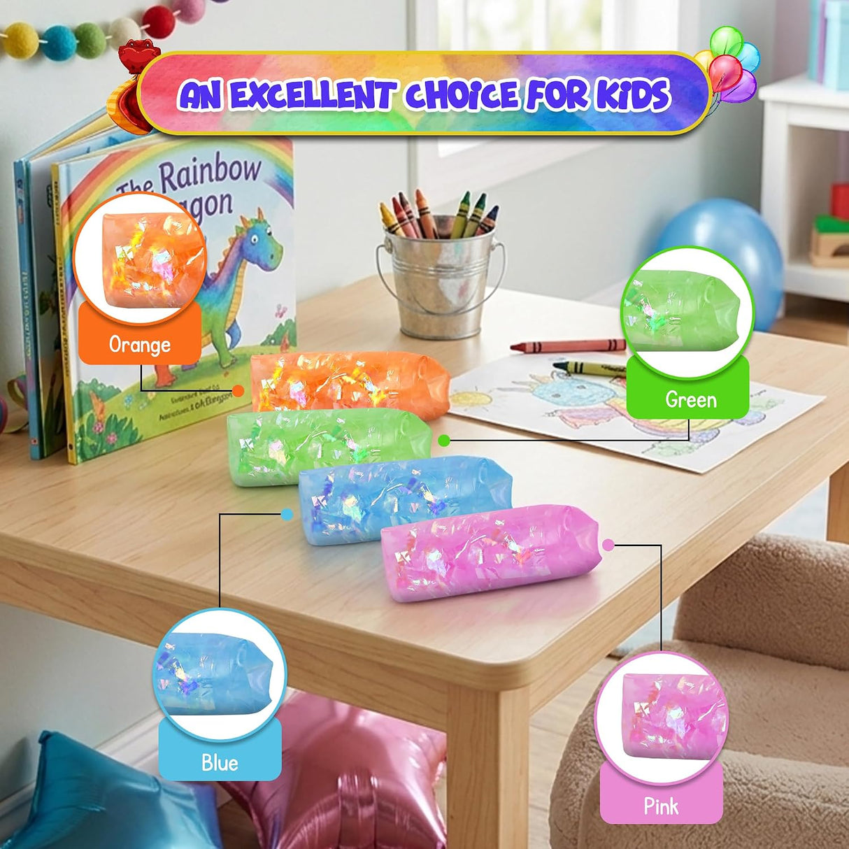 4e's Novelty 4 Pack Water Wiggler Toy 4.75 Inch