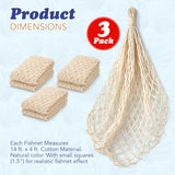 4E's Novelty Fish Net Decorative - Pack of 3 - Natural Cotton Fishnet Decor - Each 14 x 4 feet - for Mermaid Party Decorations, Luau Tropical Nautical Beach Table Cover