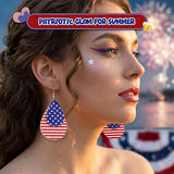 4E's Novelty 4th of July Earrings for Women , Red White Blue Faux Leather Dangle