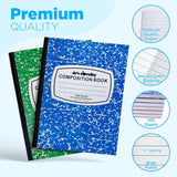 Wide Ruled Notebook Assorted Color, Marble Composition Notebook, Primary K-2, College Ruled - 3 pcs Notebooks for School