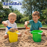 4E's Novelty 6 Pack Beach Buckets with Shovels – 7.5" Sand Pails & Shovels for Kids' Outdoor Play