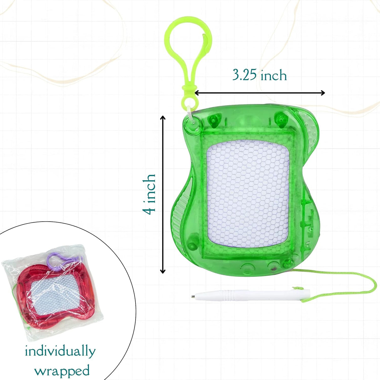 4E’s Novelty Mini Drawing Board for Kids 12 Pack, Erasable Doodle Writing Pad Keychain Backpack Clip for Boys Girls