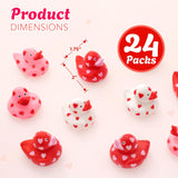 4E's Novelty 24-Pack Mini Valentines Rubber Ducks – Red Ducks with Heart Design for Party Favors