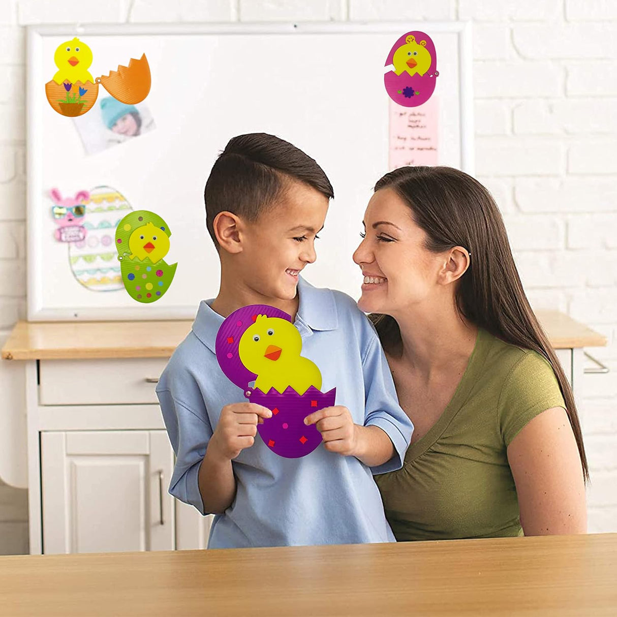 4E's Novelty 204pcs Hatching Egg Magnet Craft Kit – Easter Kids Craft Bulk, Individually Wrapped, Makes 12 Spring Party Activities