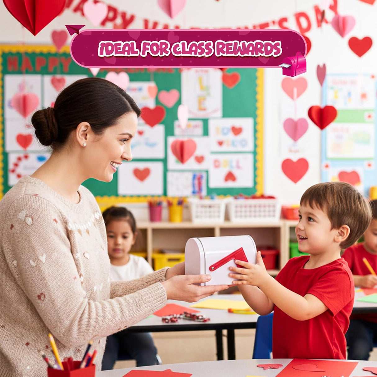 4E's Novelty Mini Valentine Mailbox – 5x3” Tin Mailbox for Cards, DIY Gifts & Classroom Favors