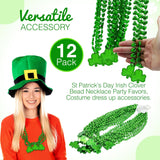4E's Novelty 12 Pack St Patricks Day Shamrock Beads Necklace Green