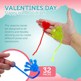 4E's Novelty 32-Pack Slappy Hands with Valentine Cards – Stretchy Toys for Classroom Fun