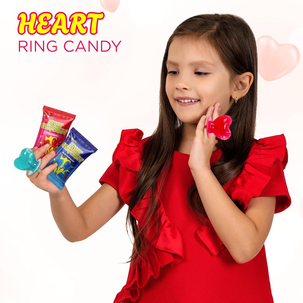 4E's Novelty Blue And Red Valentines Candy Rings Classroom Exchange (30 Ct Bulk)