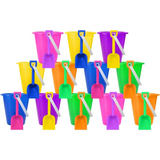 4E’s 12 Pack Beach Buckets with Shovels – Durable Sand Buckets for Kids Perfect for Outdoor Play