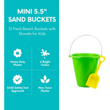 4E’s 12 Pack Beach Buckets with Shovels – Durable Sand Buckets for Kids Perfect for Outdoor Play
