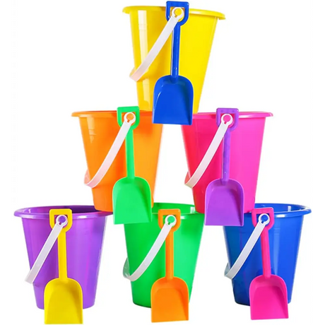 4E’s 12 Pack Beach Buckets with Shovels – Durable Sand Buckets for Kids Perfect for Outdoor Play