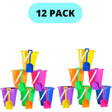 4E’s 12 Pack Beach Buckets with Shovels – Durable Sand Buckets for Kids Perfect for Outdoor Play