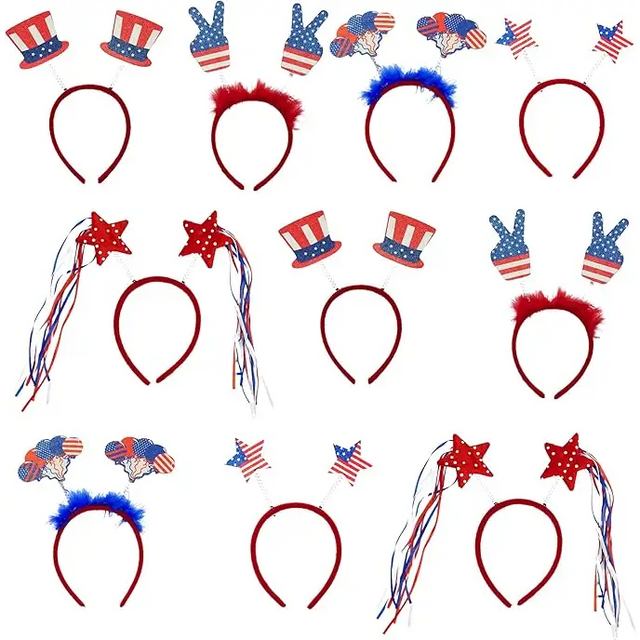 4E’s Novelty 10 Pack 4th of July Headband – Patriotic Accessories for Kids & Adults