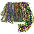 4E’s Novelty 100-Piece Assorted Mardi Gras Bead Necklaces – Metallic Purple Gold Green
