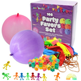4E’s Novelty 108 Pcs Party Favors for Kids 8-12 – Punch Balloons Coil Springs Stretchy Men Bulk Set
