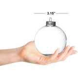 4E’s Novelty 12 Pack 3.15 Inch Glass Christmas Ornament Balls - Large 80mm Fillable Clear Ornaments for Crafts Silver