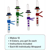 4E’s Novelty 12 Pack Christmas Snowman Stick Ornament Craft Kit - Fun DIY Snowman Ornament Kit Complete Snowman