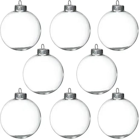 4E’s Novelty 12 Pack Clear Christmas Ornaments Balls - 3.15’’ Empty Ornaments to Fill for DIY Crafts - Easy to Paint &