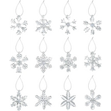 4E’s Novelty 12 Pack Clear Glass Snowflake Ornaments – Sparkling Christmas Tree Decorations Handcrafted Holiday Charm