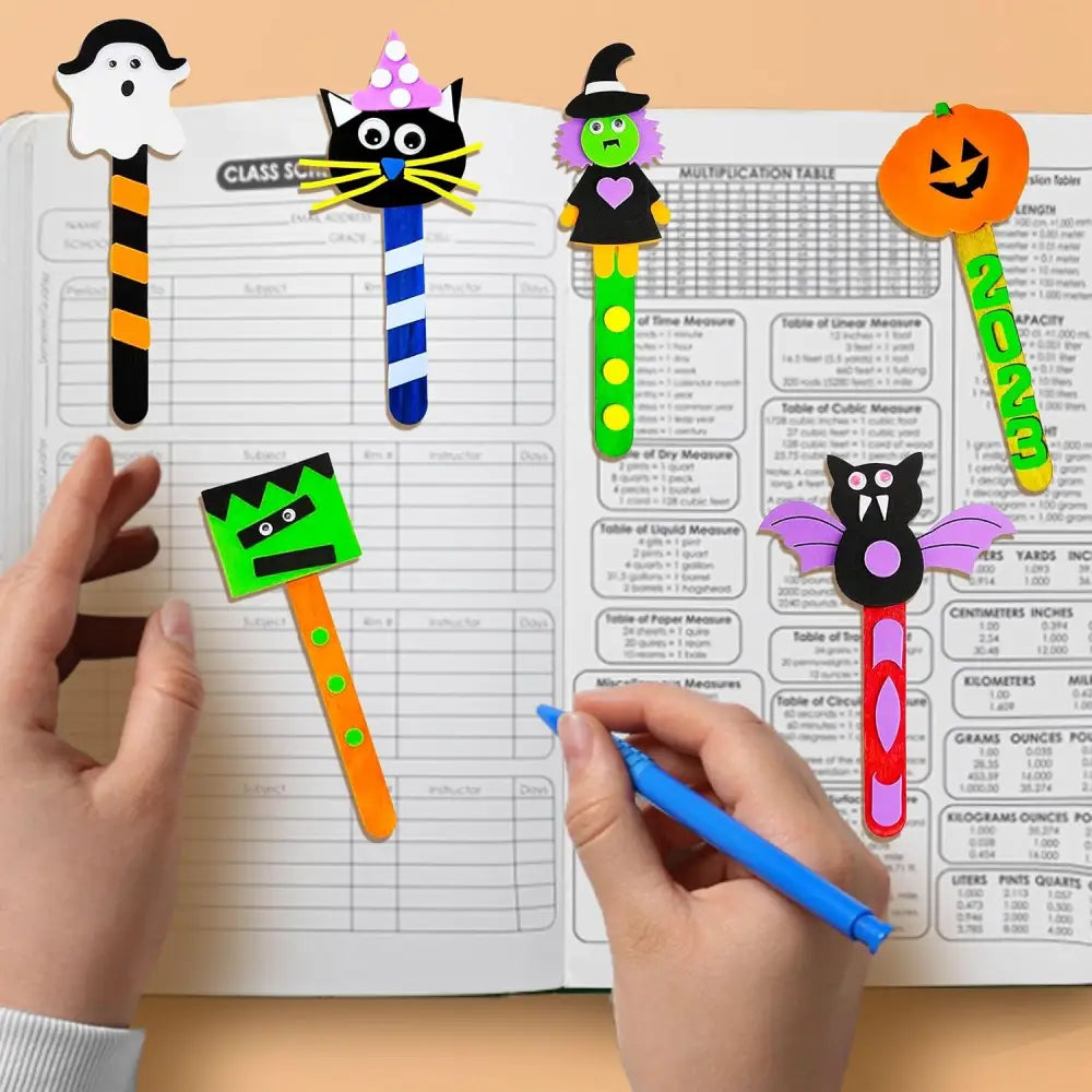 4E’s Novelty 12 Pack Halloween Bookmark Craft Kit – Foam Crafts for Kids Ages 4-8 8-12 Classroom Fun - Arts & Crafts