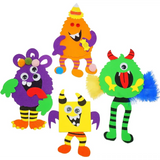 4E’s Novelty 12 Pack Halloween Silly Monster Craft Kit – Foam Magnet Crafts for Kids Ages 3 + Party Fun