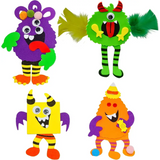 4E’s Novelty 12 Pack Halloween Silly Monster Craft Kit – Foam Magnet Crafts for Kids Ages 3 + Party Fun