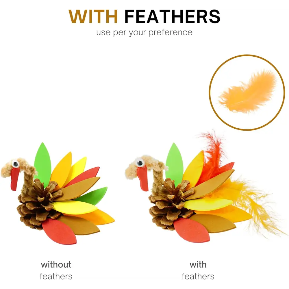 4E’s Novelty 12 Pack Pinecone Turkey Craft Kit - DIY Thanksgiving Crafts for Kids & Adults Turkey Arts and Crafts