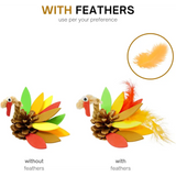 4E’s Novelty 12 Pack Pinecone Turkey Craft Kit - DIY Thanksgiving Crafts for Kids & Adults Turkey Arts and Crafts