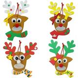 4E’s Novelty 12 Pack Reindeer Face Foam Craft Kit - Updated Edition DIY Reindeer Ornament Craft Christmas Crafts