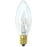4E’s Novelty 12 Pack Replacement Light Bulbs E12 120V 7W - Clear Torpedo Tip for C7 & Candelabra Light Bulbs