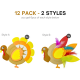 4E’s Novelty 12 Pack Thanksgiving Crafts for Kids - Foam Turkey Art & Craft Kits Fridge Magnets for Toddlers 3-8
