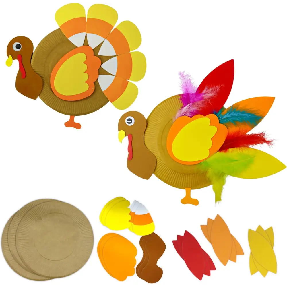 4E’s Novelty 12 Pack Thanksgiving Crafts for Kids - Foam Turkey Art & Craft Kits Fridge Magnets for Toddlers 3-8
