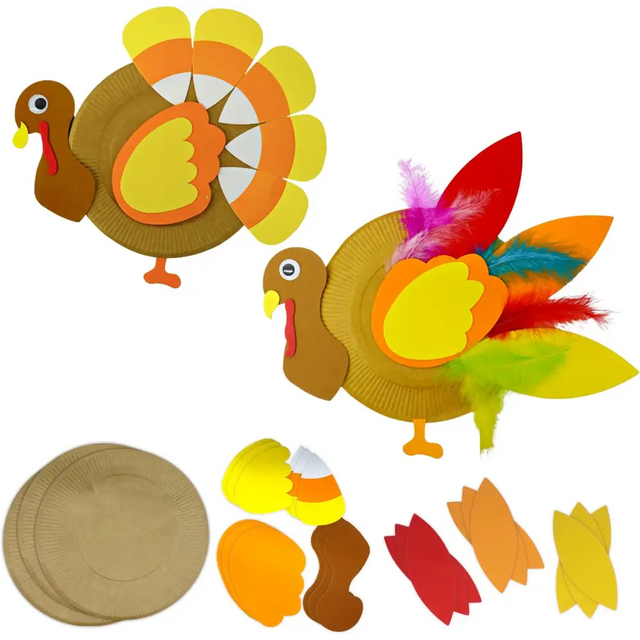 4E’s Novelty 12 Pack Thanksgiving Crafts for Kids - Foam Turkey Art & Craft Kits Fridge Magnets for Toddlers 3-8