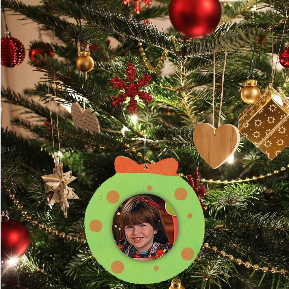 4E’s Novelty 12 Pack Unfinished DIY Wooden Picture Frame Christmas Ornaments Crafts for Kids & Adults DIY Ornaments