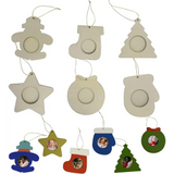 4E’s Novelty 12 Pack Unfinished DIY Wooden Picture Frame Christmas Ornaments Crafts for Kids & Adults DIY Ornaments