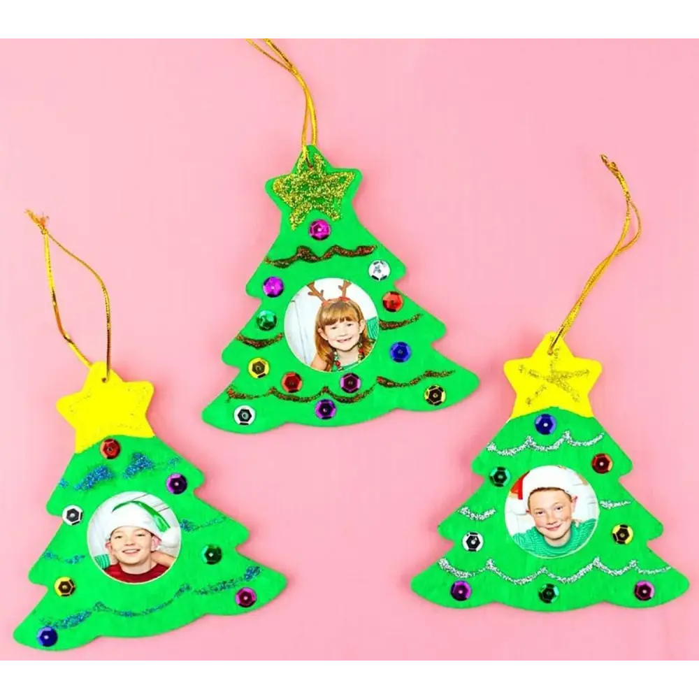 4E’s Novelty 12 Pack Unfinished DIY Wooden Picture Frame Christmas Ornaments Crafts for Kids & Adults DIY Ornaments