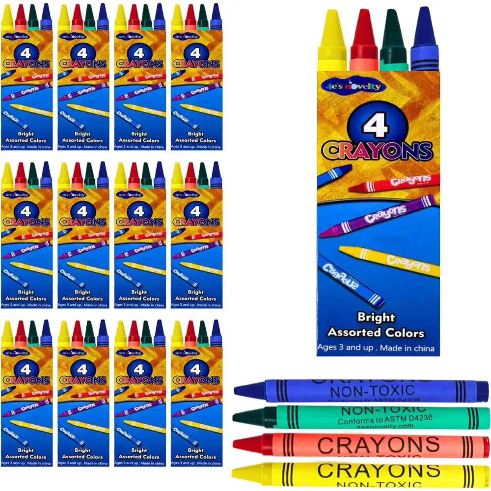 4E's Novelty 576 Crayon bulk pack, providing hours of creative fun for kids. Great for teachers, party planners, and back-to-school supplies.
