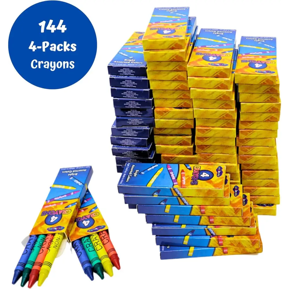 4E's Novelty 576 Crayon bulk pack, providing hours of creative fun for kids. Great for teachers, party planners, and back-to-school supplies.