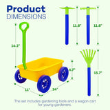 4EsNovelty 15-Piece Kids Gardening Essentials, Wagon & Outdoor Toys for Toddlers 1-3 Age