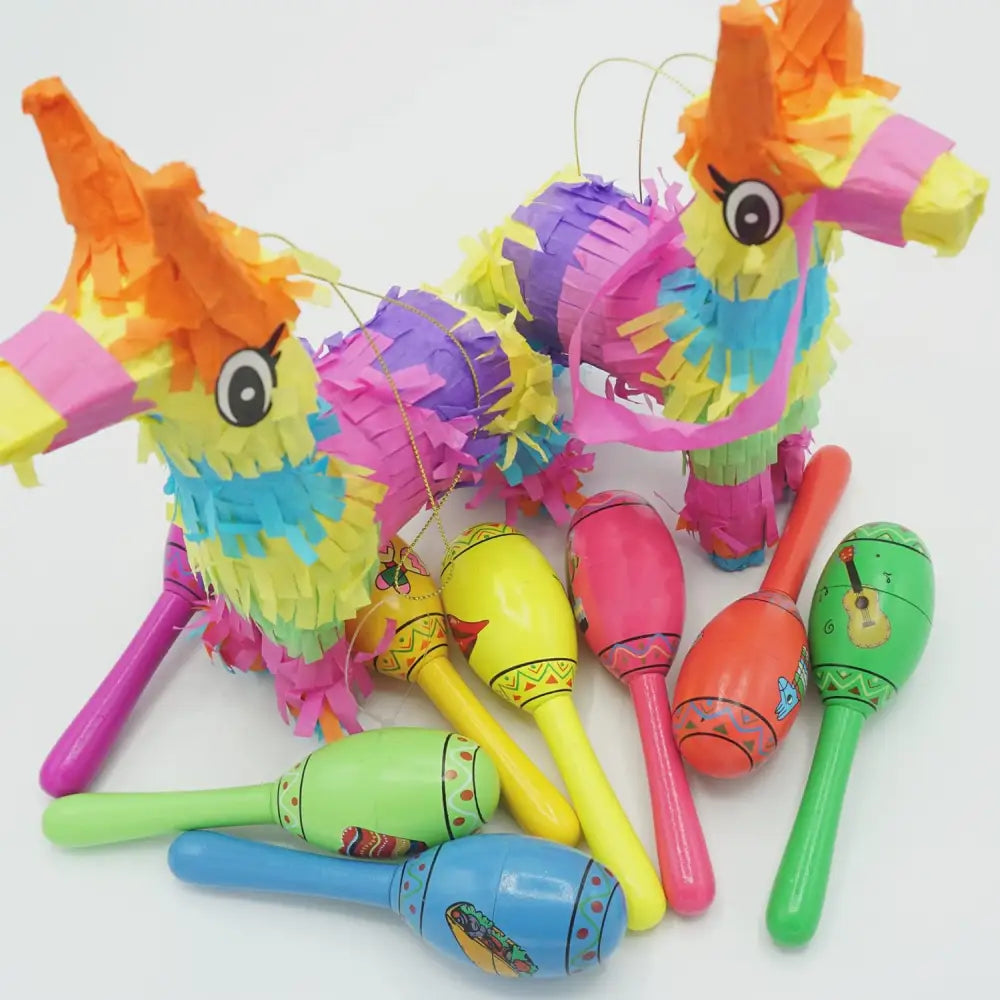 4E’s Novelty 16 Pcs Wooden Mini Maracas – Vibrant Party Favors for Kids & Adults Perfect for Any Celebration