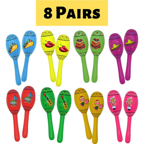 4E’s Novelty 16 Pcs Wooden Mini Maracas – Vibrant Party Favors for Kids & Adults Perfect for Any Celebration