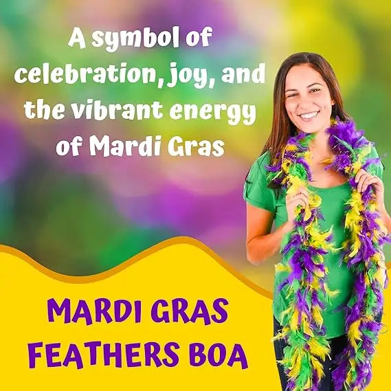4E’s Novelty 2-Pack Mardi Gras Feather Boas – 6 Ft Long Costume Accessories